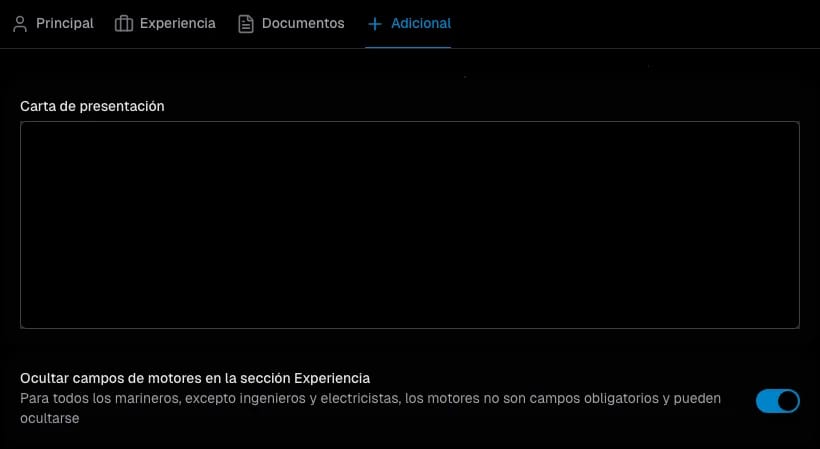 Sección de documentos Lista de documentos