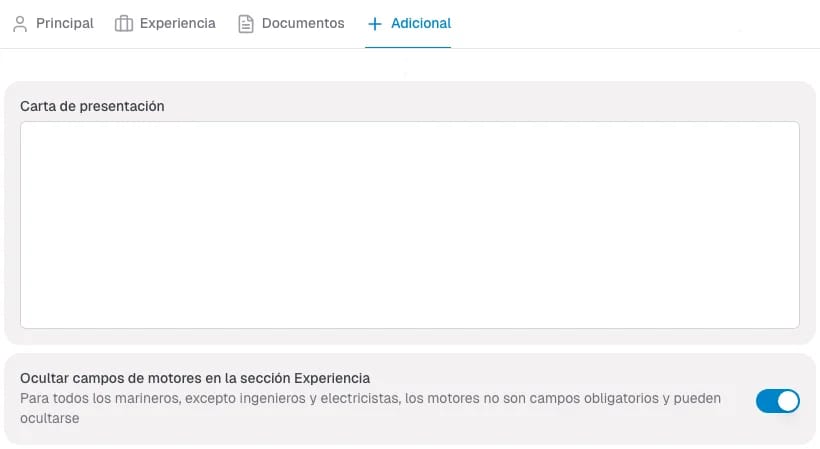 Sección de documentos Lista de documentos