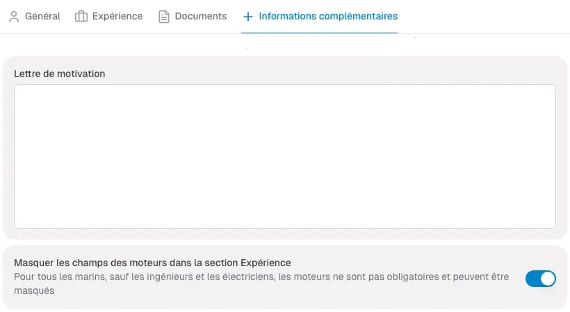 Section des documents Liste des documents