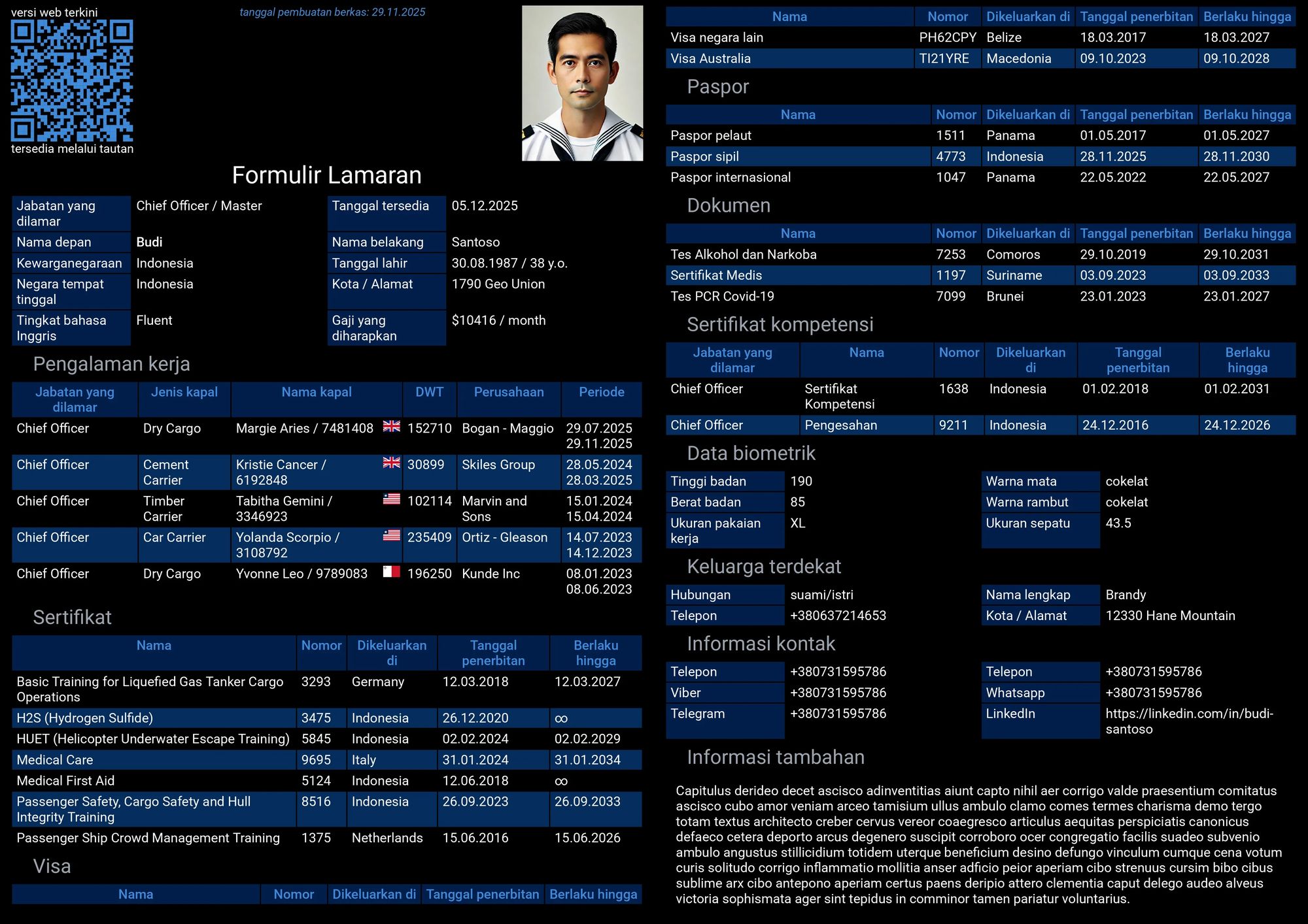Bagian CV Struktur CV pelaut